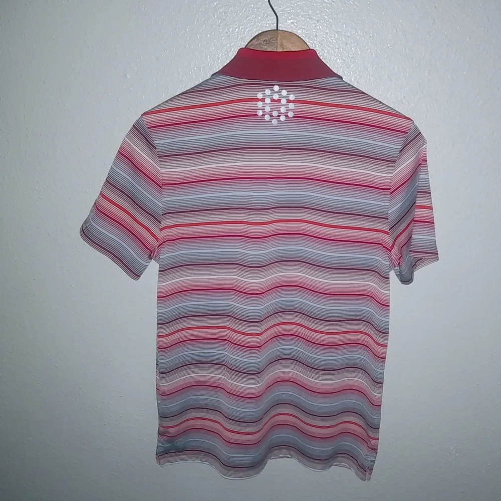 Puma M Boys Performance Polo Shirt Red Orange Striped